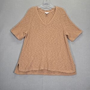 J. Jill Women's 2X Plus Size V Neck Chunky Knit Sweater Cotton Blend Pullover